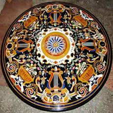 Round Marble Inlay Table Top