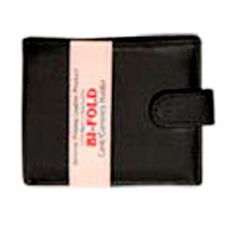 Overlap Type Black Leather Wallet