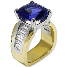 Blue Stone Studded Designer Gold Ring