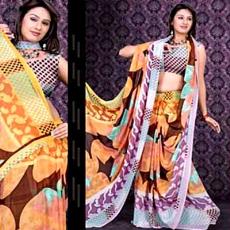 Yellow Base Printed Saree