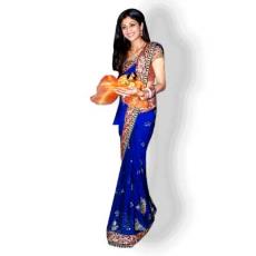 Blue Coloured Chiffon Saree