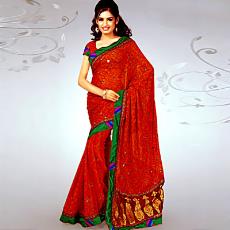 Embroidered Designer Silk Saree