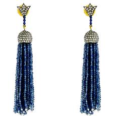 Blue Sapphire Tassel Earrings