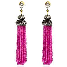 Pink Sapphire Tassel Earrings