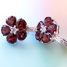 Red Stone Studded Silver Earring