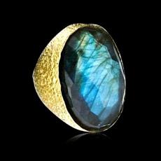 Labradorite Stone Studded Copper Ring