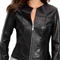 Collarless Ladies Leather Jacket