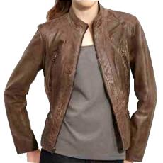 Round Neck Leather Jacket