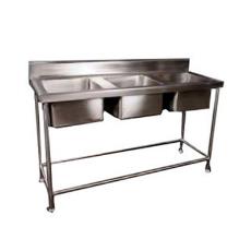 Three-Sink Washing Unit For Kitchen