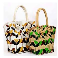 Multicolour Printed Designer Jute Bag