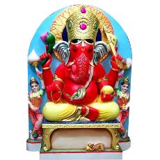 Red Marble Ganesha Statue