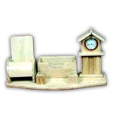 Wooden Mobile Holder With Clock