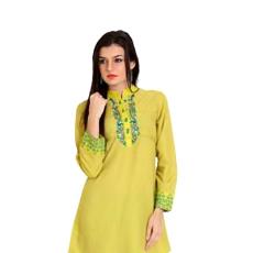 Rayon Printed Yellow Kurti