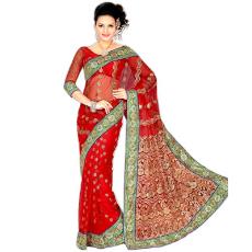 Golden Embroidery Bridal Wear Sari