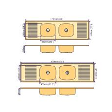 Double Bowl Double Drain Sink
