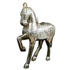 White Metal Made Horse Idol