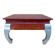 Wooden Table With Metal Stand