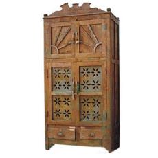 Antique Finished Intricately Designed Wardrobe