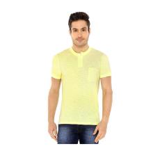 Cotton Made Henley Half Sleeve Yellow T-Shirt