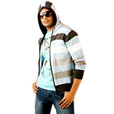 Cotton Hood Sweater With Stripes