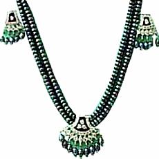 Green Pearl Necklace With Double Chain