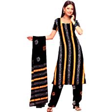 Salwar Kameez Fabric Designed With Upright Lines And Floral Design