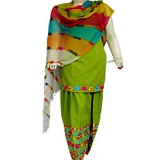 Parrot Green Colored Cotton Salwar Suit