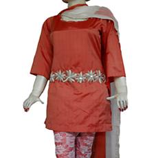 Silk Kurtas Churidar With Floral Pattern