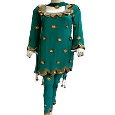 Peacock Green Georgette Kurta And Churidar