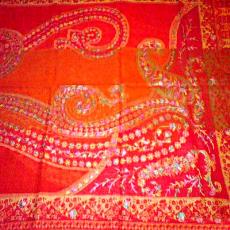 Wedding Embroidered Orange Pashmina Shawls