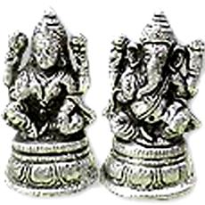 Intricately Carved Goddess Lakshmi And Lord Ganesha Sculptures